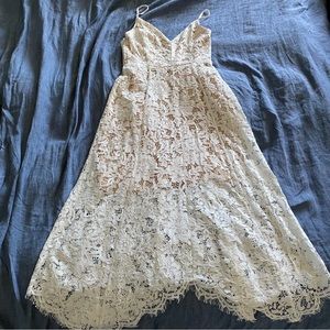 Lulu’s One Wish White Lace Midi Dress XXS - wedding